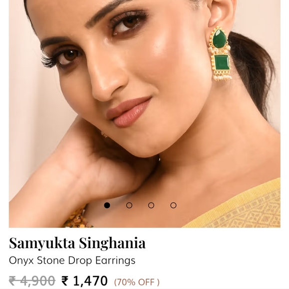 Matte Gold Rose Quartz Earrings - Picture 3 of 7